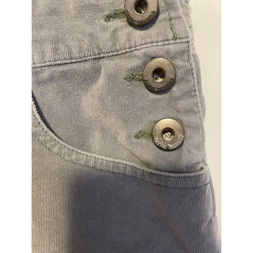 Carve Designs Jason Overall Short Gray Wale Corduroy Relaxed Logo Pockets Size 6 - Picture 6 of 9